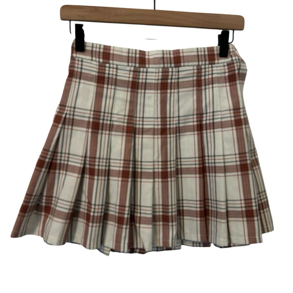 Aerie Plaid Pleated Mini Skirt Red Green White Sz S Preppy Y2K Academia